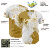 Custom White-Old Gold Abstract Brush Stroke Authentic Baseball Jersey