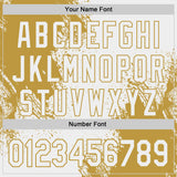Custom White-Old Gold Abstract Brush Stroke Authentic Baseball Jersey