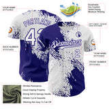 Custom White-Dark Purple Abstract Brush Stroke Authentic Baseball Jersey