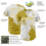 Custom White-Old Gold Abstract Brush Stroke Authentic Baseball Jersey