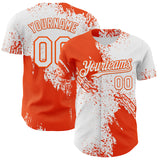 Custom White-Orange Abstract Brush Stroke Authentic Baseball Jersey