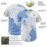 Custom White-Light Blue Abstract Brush Stroke Authentic Baseball Jersey