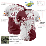 Custom White-Burgundy Abstract Brush Stroke Authentic Baseball Jersey