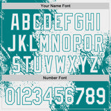 Custom White-Teal Abstract Brush Stroke Authentic Baseball Jersey