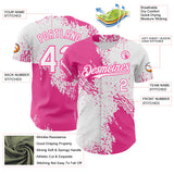 Custom White-Pink Abstract Brush Stroke Authentic Baseball Jersey