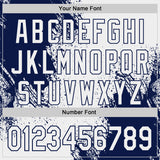 Custom White-Navy Abstract Brush Stroke Authentic Baseball Jersey