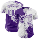 Custom White-Purple Abstract Brush Stroke Authentic Baseball Jersey