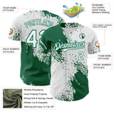 Custom White-Kelly Green Abstract Brush Stroke Authentic Baseball Jersey