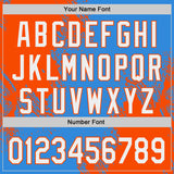Custom Electric Blue White-Orange Abstract Brush Stroke Authentic Baseball Jersey