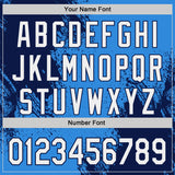 Custom Electric Blue White-Navy Abstract Brush Stroke Authentic Baseball Jersey
