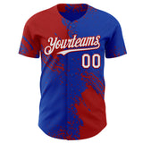 Custom Thunder Blue White-Red Abstract Brush Stroke Authentic Baseball Jersey