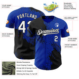 Custom Thunder Blue White-Black Abstract Brush Stroke Authentic Baseball Jersey