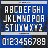 Custom Thunder Blue White-Black Abstract Brush Stroke Authentic Baseball Jersey