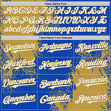 Custom Thunder Blue White-Old Gold Abstract Brush Stroke Authentic Baseball Jersey