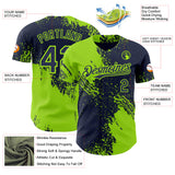 Custom Navy-Neon Green Abstract Brush Stroke Authentic Baseball Jersey