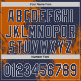 Custom Navy Texas Orange-White Abstract Brush Stroke Authentic Baseball Jersey