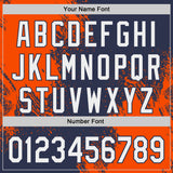 Custom Navy White-Orange Abstract Brush Stroke Authentic Baseball Jersey