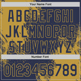 Custom Navy-Old Gold Abstract Brush Stroke Authentic Baseball Jersey