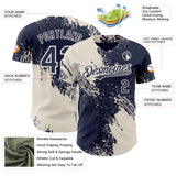 Custom Navy-Cream Abstract Brush Stroke Authentic Baseball Jersey