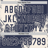 Custom Navy-Cream Abstract Brush Stroke Authentic Baseball Jersey
