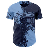 Custom Navy-Light Blue Abstract Brush Stroke Authentic Baseball Jersey