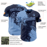 Custom Navy-Light Blue Abstract Brush Stroke Authentic Baseball Jersey