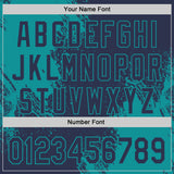 Custom Navy-Teal Abstract Brush Stroke Authentic Baseball Jersey