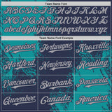 Custom Navy Gray-Teal Abstract Brush Stroke Authentic Baseball Jersey