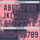 Custom Navy-Medium Pink Abstract Brush Stroke Authentic Baseball Jersey
