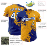 Custom Gold White-Royal Abstract Brush Stroke Authentic Baseball Jersey