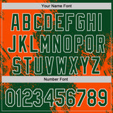 Custom Green Orange-White Abstract Brush Stroke Authentic Baseball Jersey