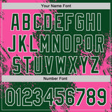 Custom Green Pink-White Abstract Brush Stroke Authentic Baseball Jersey