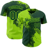 Custom Green-Neon Green Abstract Brush Stroke Authentic Baseball Jersey