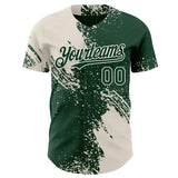 Custom Green-Cream Abstract Brush Stroke Authentic Baseball Jersey