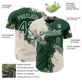 Custom Green-Cream Abstract Brush Stroke Authentic Baseball Jersey