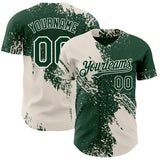Custom Green-Cream Abstract Brush Stroke Authentic Baseball Jersey
