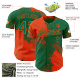 Custom Kelly Green-Orange Abstract Brush Stroke Authentic Baseball Jersey
