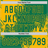 Custom Kelly Green-Gold Abstract Brush Stroke Authentic Baseball Jersey