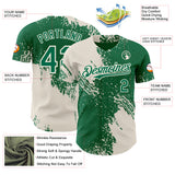 Custom Kelly Green-Cream Abstract Brush Stroke Authentic Baseball Jersey