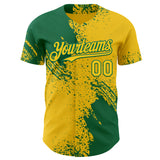 Custom Yellow-Kelly Green Abstract Brush Stroke Authentic Baseball Jersey