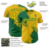 Custom Yellow-Kelly Green Abstract Brush Stroke Authentic Baseball Jersey