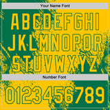 Custom Yellow-Kelly Green Abstract Brush Stroke Authentic Baseball Jersey