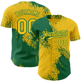 Custom Yellow-Kelly Green Abstract Brush Stroke Authentic Baseball Jersey