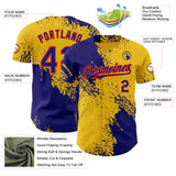 Custom Yellow Dark Purple-Orange Abstract Brush Stroke Authentic Baseball Jersey