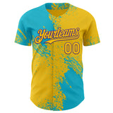 Custom Yellow Lakes Blue-Purple Abstract Brush Stroke Authentic Baseball Jersey