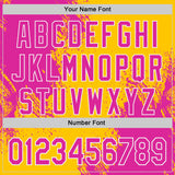 Custom Yellow Deep Pink-White Abstract Brush Stroke Authentic Baseball Jersey
