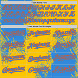 Custom Yellow Electric Blue-Orange Abstract Brush Stroke Authentic Baseball Jersey
