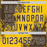 Custom Yellow Brown-White Abstract Brush Stroke Authentic Baseball Jersey