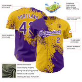 Custom Yellow Purple-White Abstract Brush Stroke Authentic Baseball Jersey