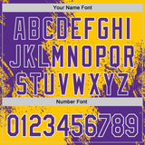 Custom Yellow Purple-White Abstract Brush Stroke Authentic Baseball Jersey
